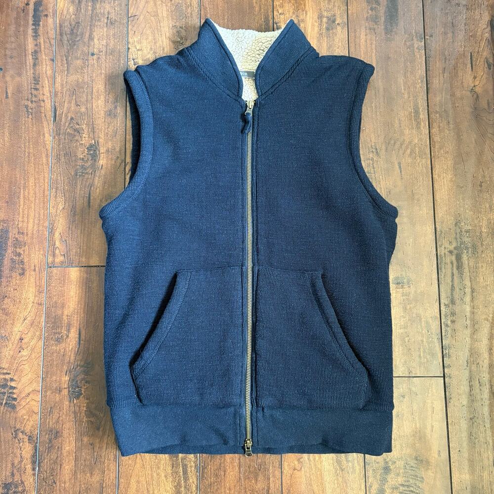 Vince Vest Mens S Navy Blue Cotton Sherpa Lined Full Zip Pockets Outdoors Hiking